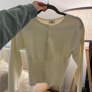 Soft Cream/light butter yellow undertones Button-Front Cardigan